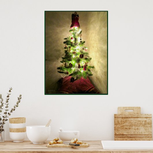 Vintage-Poster voor kerstbomen Poster (Keuken)