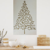 Vintage-Poster voor kerstbomen Poster (Keuken)