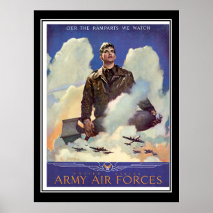Vintage poster voor rekrutering van het luchtmacht