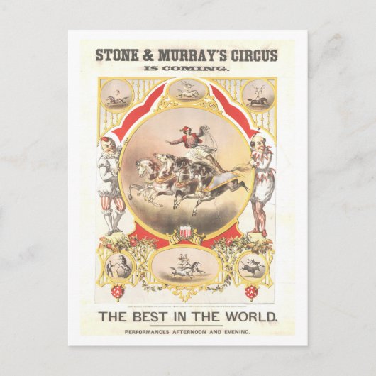 Vintage Poster voor Stone & Murray Circus Briefkaart (Voorkant)