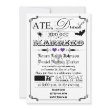 Vintage Poster Wedding Invite - Halloween, Paars