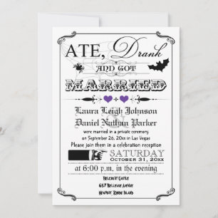 Vintage Poster Wedding Invite - Halloween, Paars Kaart