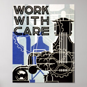 Vintage Poster - Werk met zorg - POSTER
