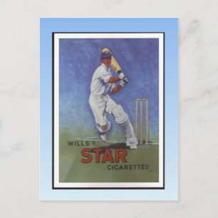 Vintage poster, Wills Star-sigaretten, cricketer Briefkaart