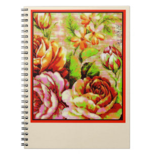 vintage posterized rozen notitieboek