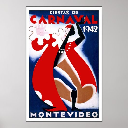 Vintage Posterprint Montevideo Uruguay Fiestas Poster (Voorkant)