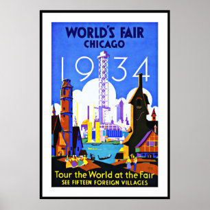 Vintage Posterprint Wereldtentoonstelling Chicago  Poster