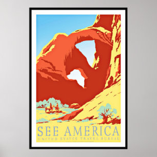 Vintage Posterprint Zie Amerika Verenigde Staten Poster