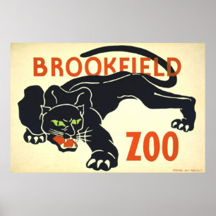Vintage-posters, Brookfield Zoo Black Panther WPA Poster