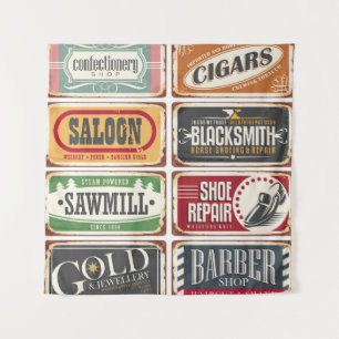 Vintage posters collectie. Retrobewaren t la Wandkleed
