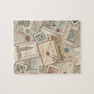 Vintage postzegels puzzel