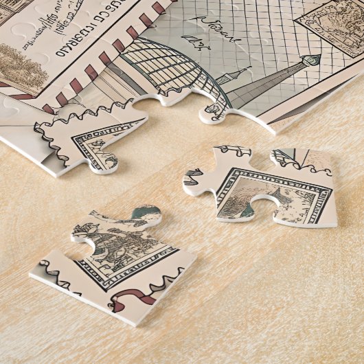 Vintage postzegels puzzel (Zijkant)