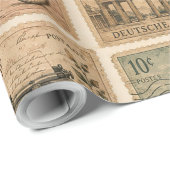 Vintage Postzegelverzameling Retro Reis Ephe Cadeaupapier (Rol Hoek)