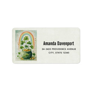 Vintage Pot met Goud en Regenboog Adres Etiket