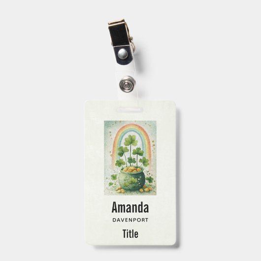 Vintage Pot met Goud en Regenboog Badge (Voorzijde met clip)