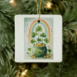 Vintage Pot met Goud en Regenboog Keramisch Ornament