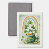 Vintage Pot met Goud en Regenboog Magneet (Voorkant / Achterkant)