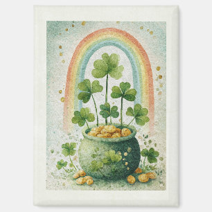Vintage Pot met Goud en Regenboog Magneet