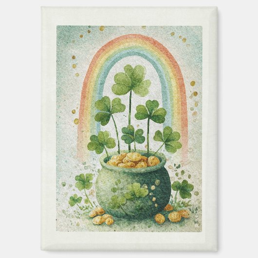 Vintage Pot met Goud en Regenboog Magneet (Voorkant)
