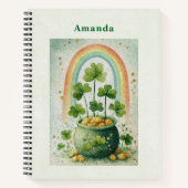 Vintage Pot met Goud en Regenboog Notitieboek (Voorkant)