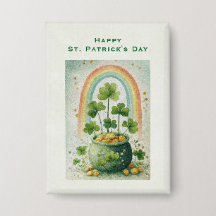 Vintage Pot met Goud en Regenboog St. Patrick's Button