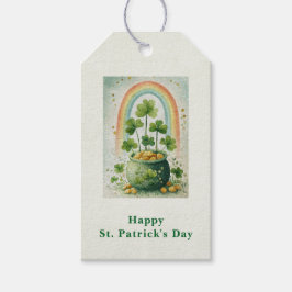 Vintage Pot met Goud en Regenboog St. Patrick's Da Cadeaulabel