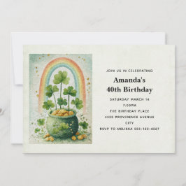 Vintage Pot met Goud en Regenboog Verjaardag Kaart