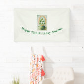Vintage Pot met Goud en Regenboog Verjaardag Spandoek (Insitu)