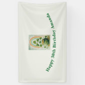 Vintage Pot met Goud en Regenboog Verjaardag Spandoek (Verticaal)