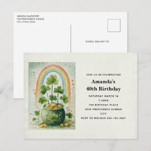 Vintage Pot met Goud en Regenboog Verjaardag Uitnodiging Briefkaart