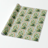 Vintage pot met goud en regenboogpatroon cadeaupapier (Uitgerold)