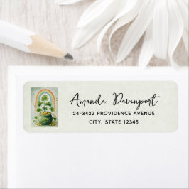 Vintage Pot of Gold and Rainbow Address Etiket