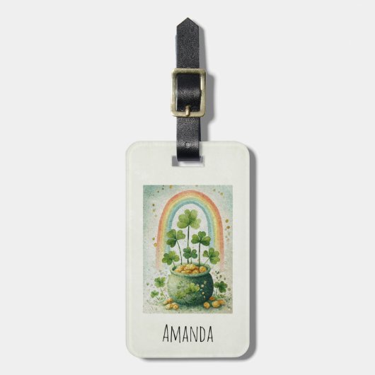 Vintage Pot of Gold and Rainbow Bagagelabel (Voorkant verticaal)