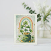Vintage Pot of Gold and Rainbow Briefkaart (Staand voorkant)