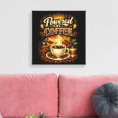 Vintage Powered by Coffee – Retro Koffieliefhebber Canvas Afdruk (Insitu (Woonkamer))