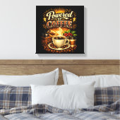 Vintage Powered by Coffee – Retro Koffieliefhebber Canvas Afdruk (Insitu (Slaapkamer))