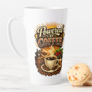 Vintage Powered by Coffee – Retro koffieliefhebber Latte Mok