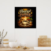 Vintage Powered by Coffee – Retro Koffieliefhebber Poster (Keuken)