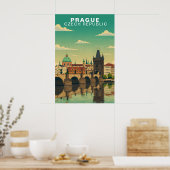 Vintage Praag Tsjechië Europese Reis Poster (Keuken)