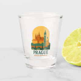 Vintage Praag Tsjechië Retro Reizen Shot Glas