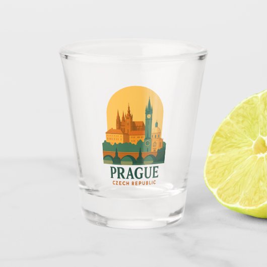 Vintage Praag Tsjechië Retro Reizen Shot Glas (Voorkant)