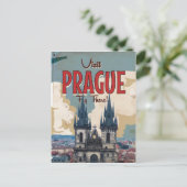 Vintage Praag, Tsjechische Republiek Reisposter Briefkaart (Staand voorkant)