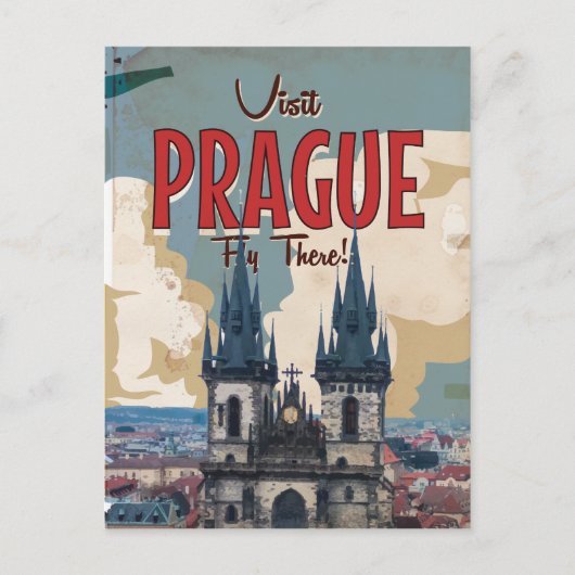 Vintage Praag, Tsjechische Republiek Reisposter Briefkaart (Voorkant)