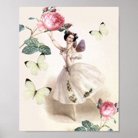 Vintage Prachtige Fee Ballerina Meisjesachtig Poster (Voorkant)