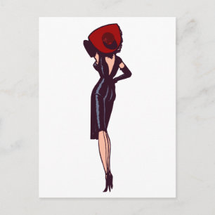 Vintage prachtige glamour meisje retro pin-up briefkaart