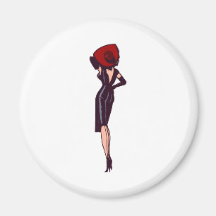 Vintage prachtige glamour meisje retro pin-up magneet