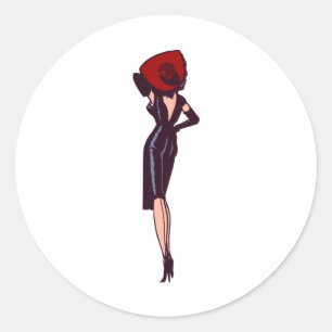Vintage prachtige glamour meisje retro pin-up ronde sticker