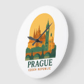 Vintage Prague Czech Republic Travel Retro Grote Klok (Hoek)