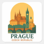 Vintage Prague Czech Republic Travel Sticker (Voorkant)