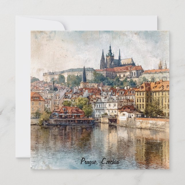 Vintage Prague Czechia City Painting  (Voorkant)